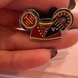 2025 WDW Hidden Mickey Wave B Ear Hat pin featuring the Hollywood Tower Hotel
